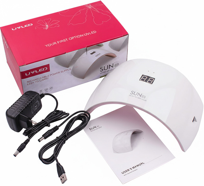 LED/UV Лампа SUN-9S (з дисплеєм) біла/ біло-рожева 24 Вт*  Фото 4 