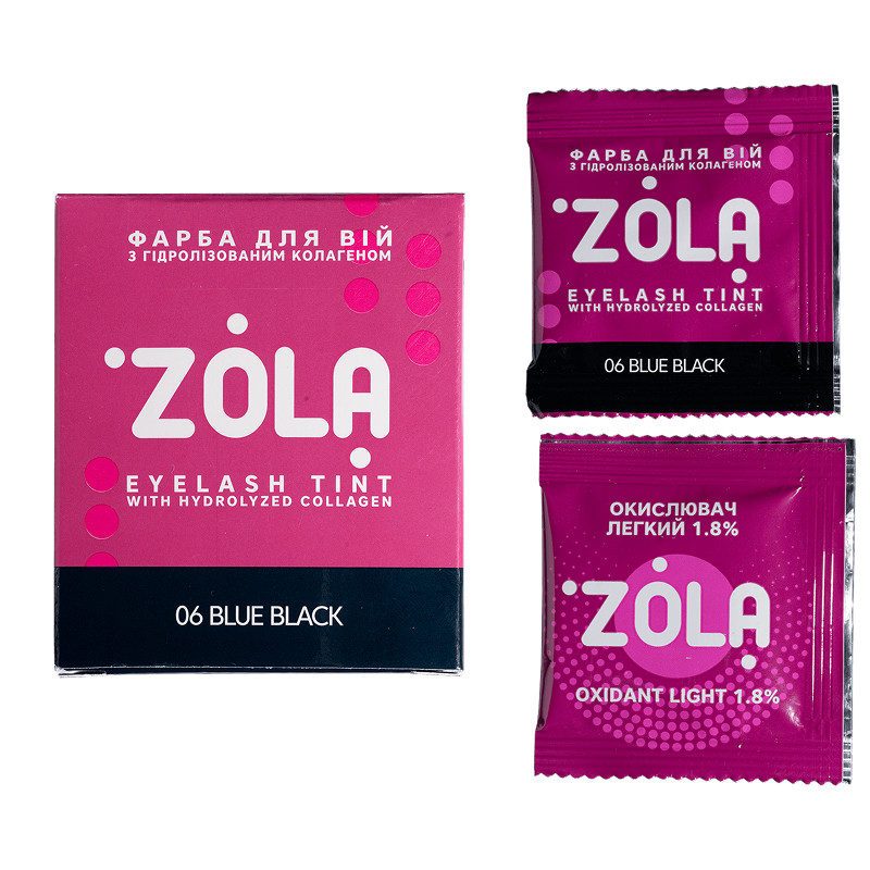 NEW! Краска для ресниц в саше с окислителем 06 Blue Black ZOLA, 2х5 мл Фото 2
