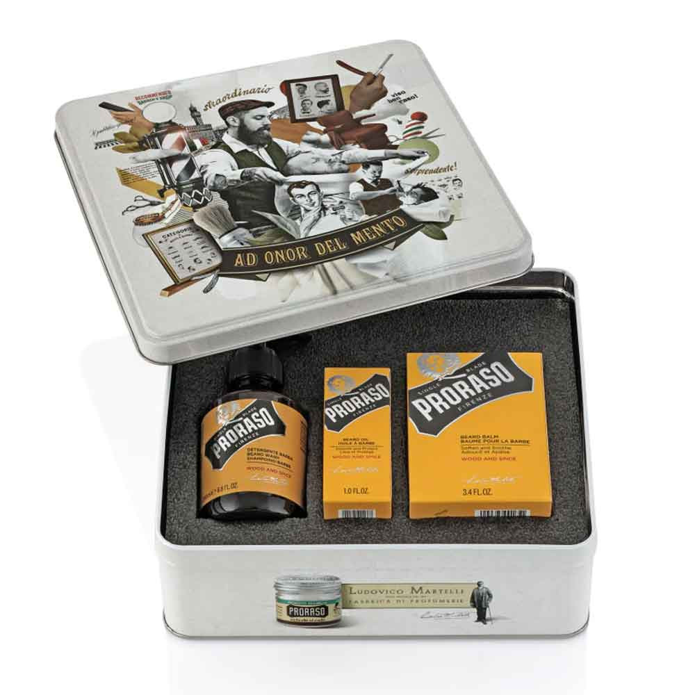Набір Metal Box Beard Care Wood & Spice Proraso