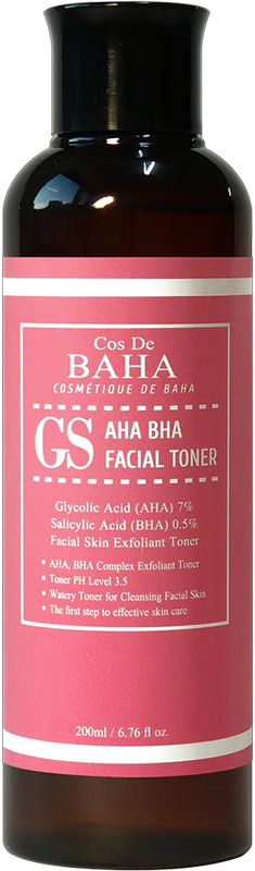Тонер для лица отшелушивающий для проблемной кожи GS AHA BHA Facial Toner Cos De Baha, 200 мл 