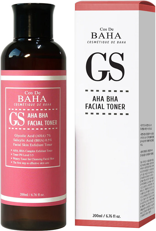 Тонер для лица отшелушивающий для проблемной кожи GS AHA BHA Facial Toner Cos De Baha, 200 мл  Фото 2 