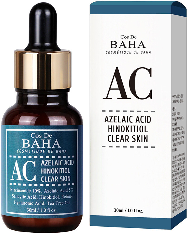Сыворотка для борьбы с акне AC Azelaic Acid Hinokitiol Clear Skin Serum Cos De Baha, 30 мл на beauty-prof.com Фото 2 Сыворотка для борьбы с акне AC Azelaic Acid Hinokitiol Clear Skin Serum Cos De Baha, 30 мл Фото 2