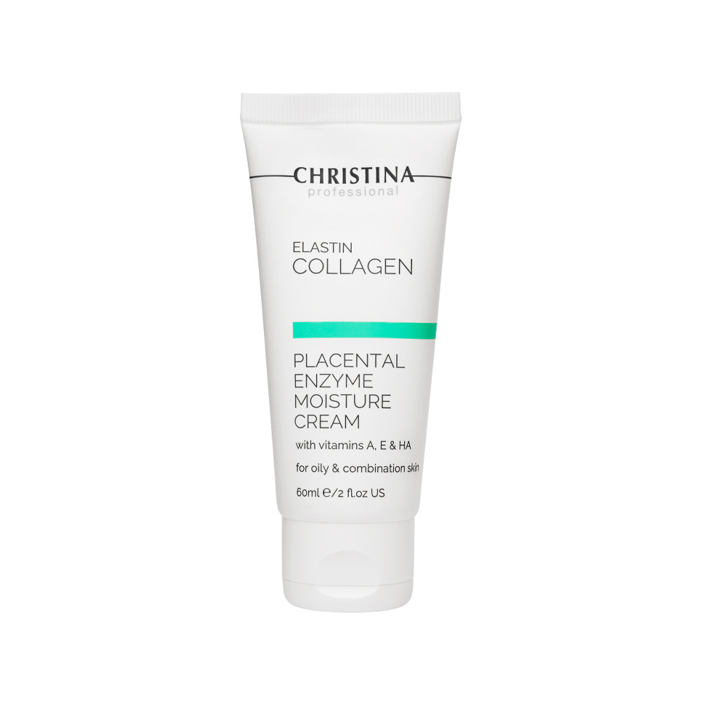 Плацентарний крем для жирної шкіри ElastinCollagen Placental Enzyme Moisture Cream Christina, 60 мл на beauty-prof.com Плацентарний крем для жирної шкіри ElastinCollagen Placental Enzyme Moisture Cream Christina, 60 мл