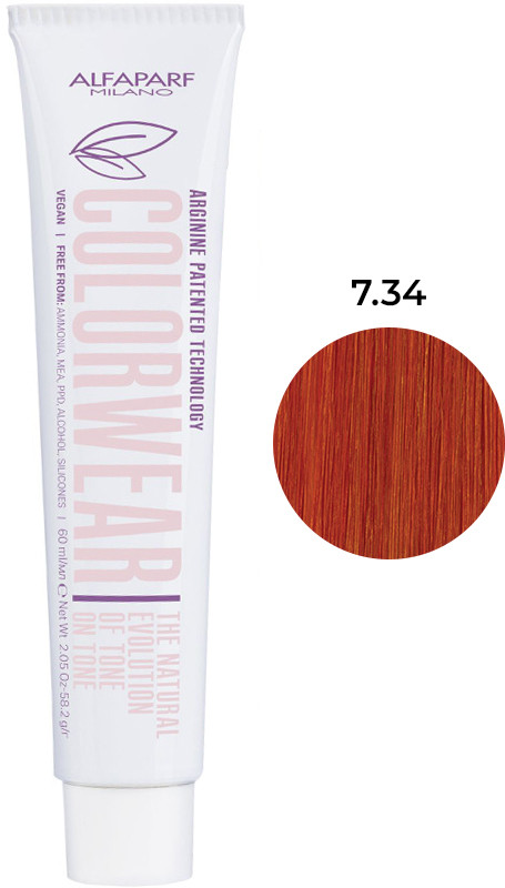 Тонирующая краска для волос Color Wear тон 7.34 Alfaparf, 60 мл 