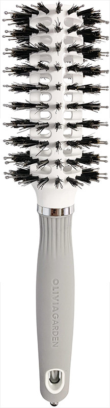 Брашинг для волос Expert Blowout Vent Boar&Nylon WHITE&GREY Olivia Garden 30мм