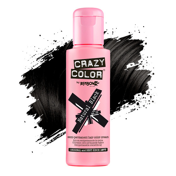 Тінт-фарба для волосся №32 натуральний чорний Crazy Color, 100 мл