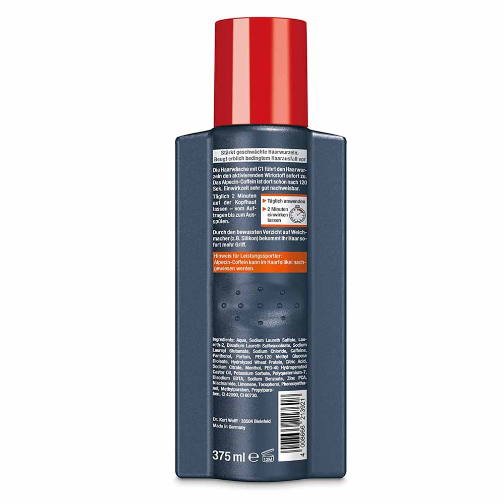 Шампунь із кофеїном проти випадіння волосся C1 Caffeine XXL Alpecin, 375 мл  Фото 2 
