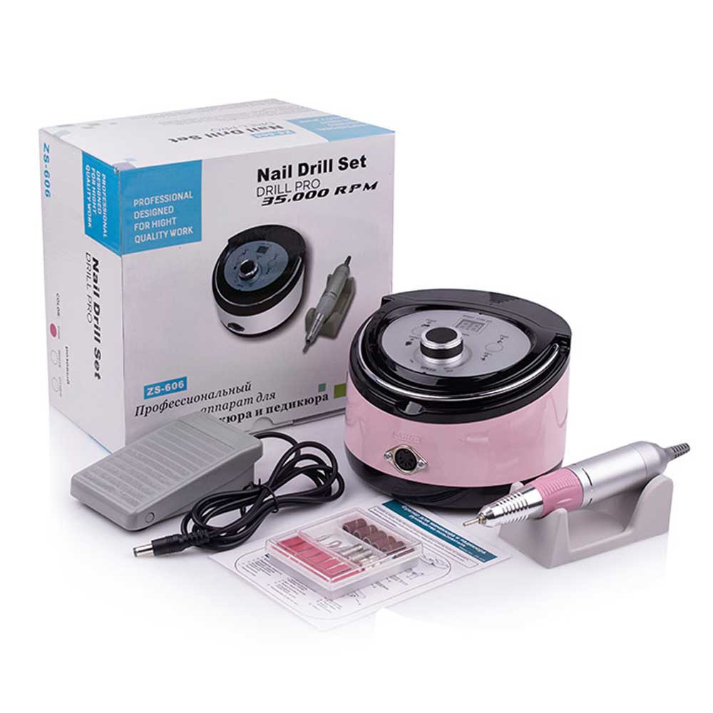 Фрезер для манікюру ZS 606 65 Вт 35 000 об/хв. Nails Plus, рожевий  Фото 4 