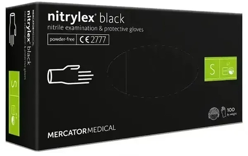 Перчатки нитриловые неприпудренные размер S 100 шт NITRYLEX BLACK