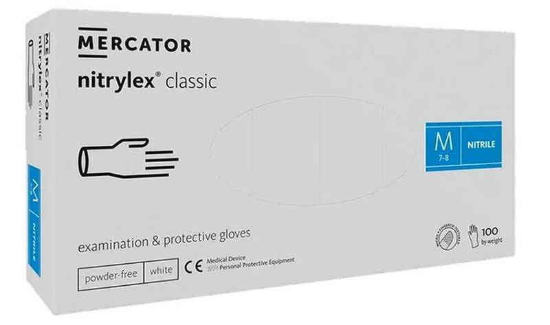 Рукавички нітрилові неприпудрені розмір M 100 шт NITRYLEX CLASSIC Blue