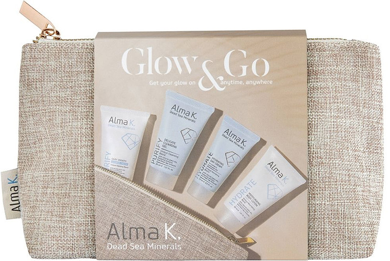 Набір дорожній для жінок Glow & Go Alma K, (30 мл/30 мл/15 мл/30 мл) 