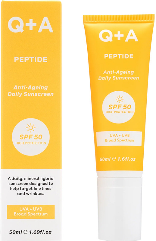Крем для обличчя сонцезахисний антивіковий SPF50 Q+A Peptide Anti-Ageing Daily Sunscreen, 50 мл на beauty-prof.com Фото 2 Крем для обличчя сонцезахисний антивіковий SPF50 Q+A Peptide Anti-Ageing Daily Sunscreen, 50 мл Фото 2