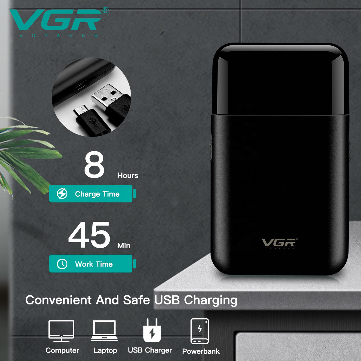 Електробритва V-390 BLACK VGR  Фото 3 