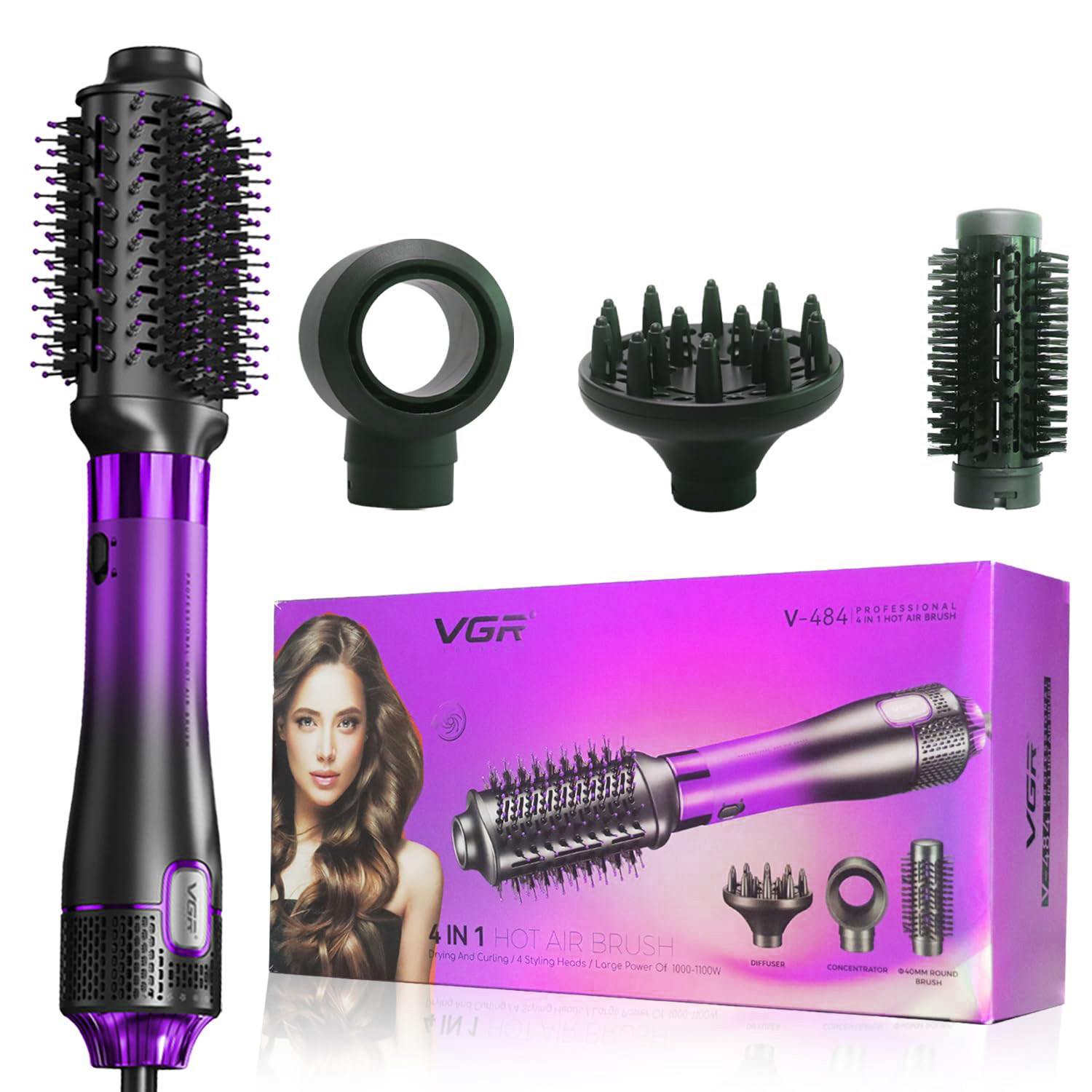 Фен-стайлер 4 в 1 (4 насадки) V-484 PURPLE VGR  Фото 2 