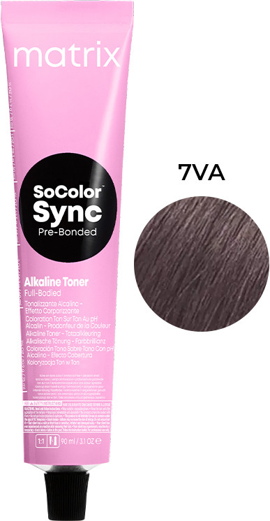 Краска SOCOLOR SYNC PRE Bonded, тонер на щелочной основе для волос тон-в-тон, без содержания аммиака, оттенок 7VA, 90 мл Matrix