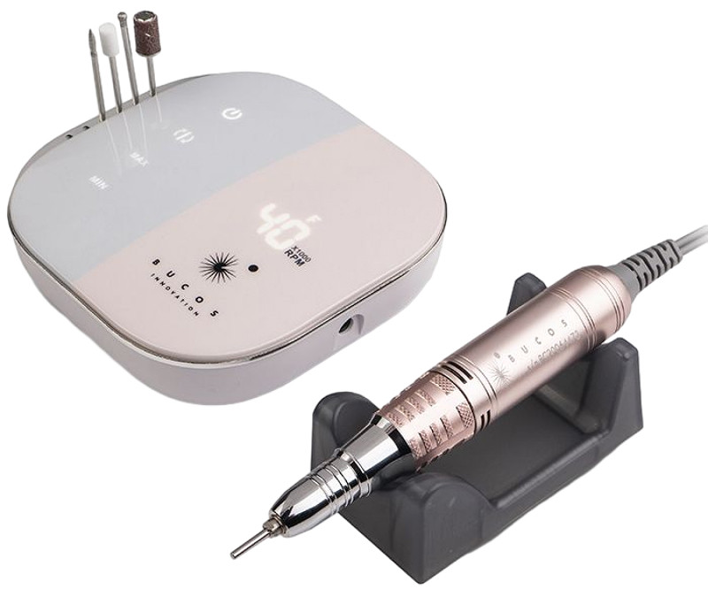 Фрезер для маникюра Bucos Nail Drill X1 Pro (65W/40000 оборотов), светло-розовый 
