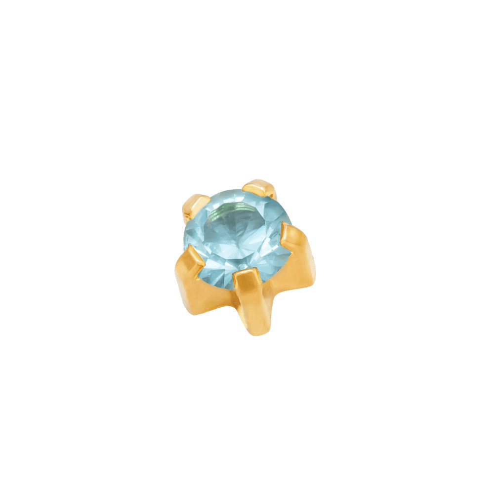 Сережки аквамарин крапан, золото L 103 Y Studex, 4 мм 