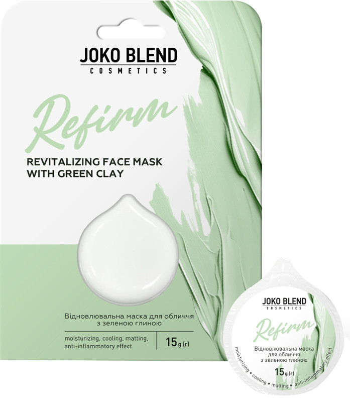 Відновлювальна маска для обличчя з зеленою глиною Refirm Joko Blend, 15 г на beauty-prof.com Відновлювальна маска для обличчя з зеленою глиною Refirm Joko Blend, 15 г
