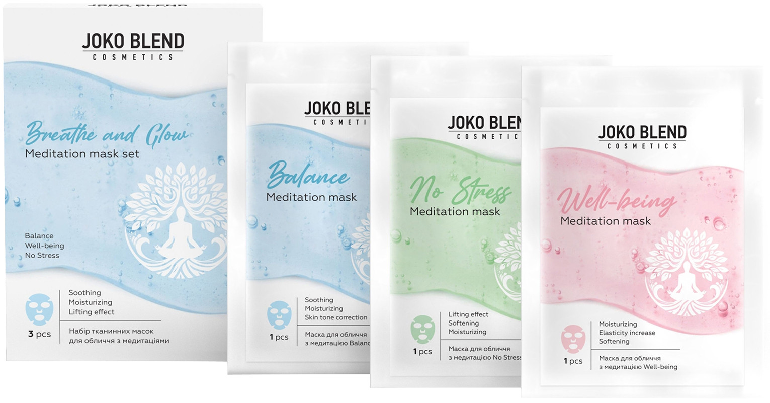 Набор тканевых масок для лица с медитациями Breathe and Glow Joko Blend