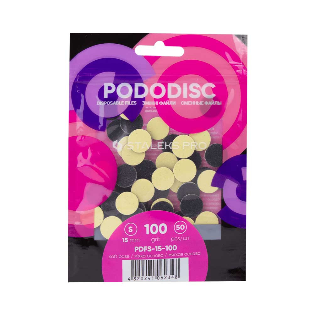 Сменные файлы на мягкой основе для педикюрного диска Pododisc S 100 грит Staleks Pro, 50 шт