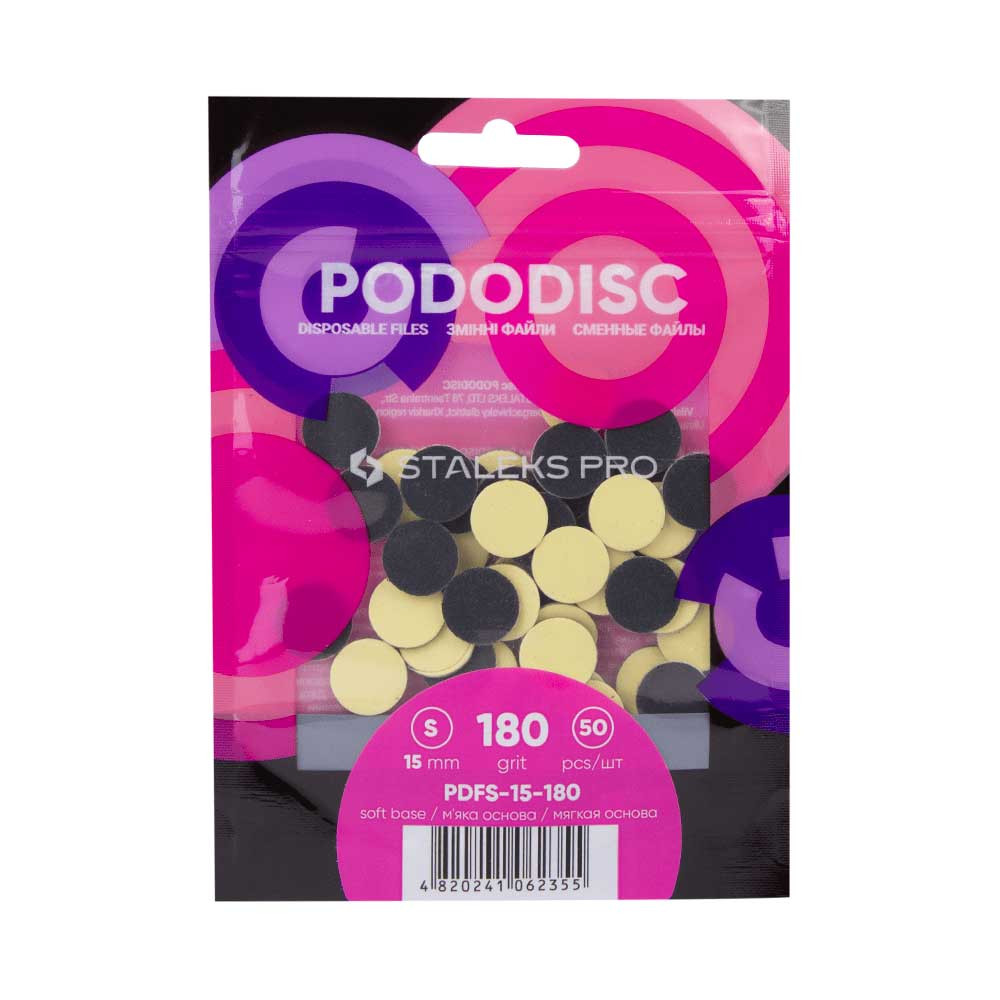 Сменные файлы на мягкой основе для педикюрного диска Pododisc S 180 грит Staleks Pro, 50 шт