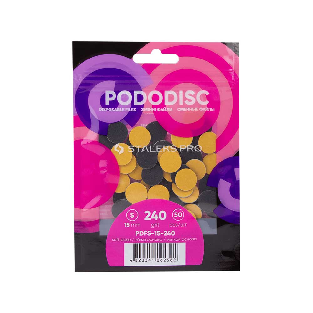 Змінні файли на м'якій основі для педикюрного диска Pododisc S 240 грит Staleks Pro, 50 шт
