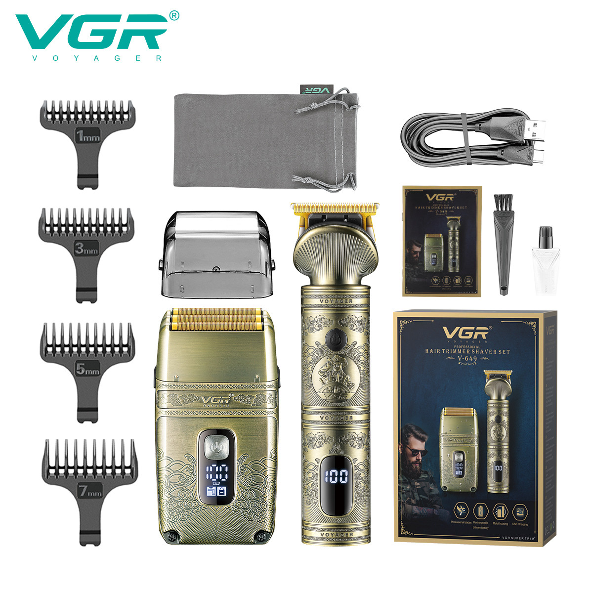Набір 2 в 1 тример + шейвер V-649 VGR на beauty-prof.com Фото 2 Набір 2 в 1 тример + шейвер V-649 VGR Фото 2