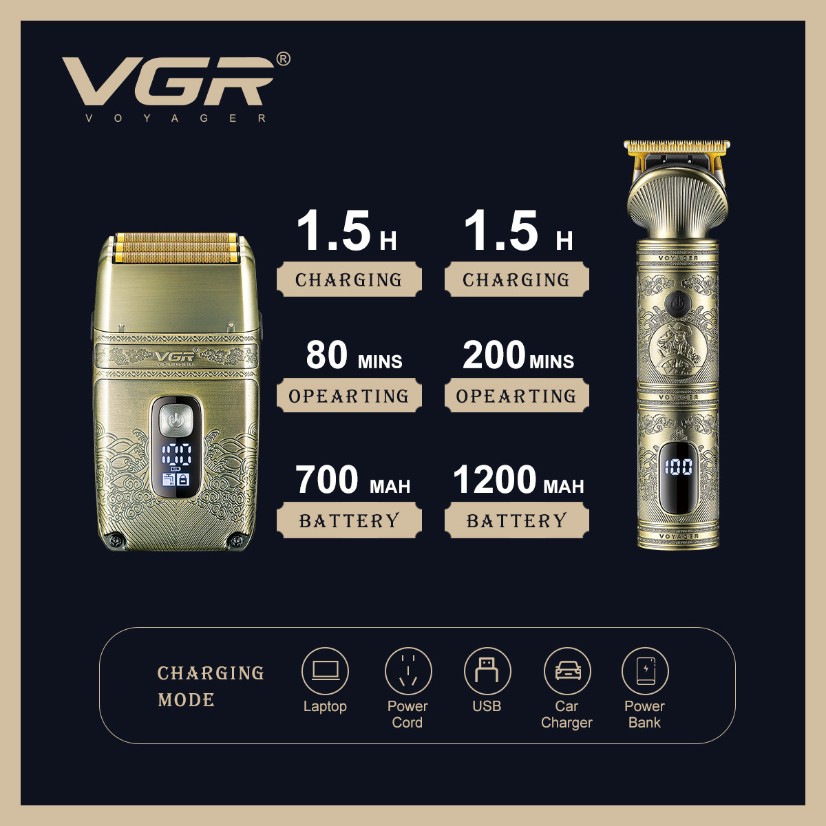 Набір 2 в 1 тример + шейвер V-649 VGR на beauty-prof.com Фото 3 Набір 2 в 1 тример + шейвер V-649 VGR Фото 3