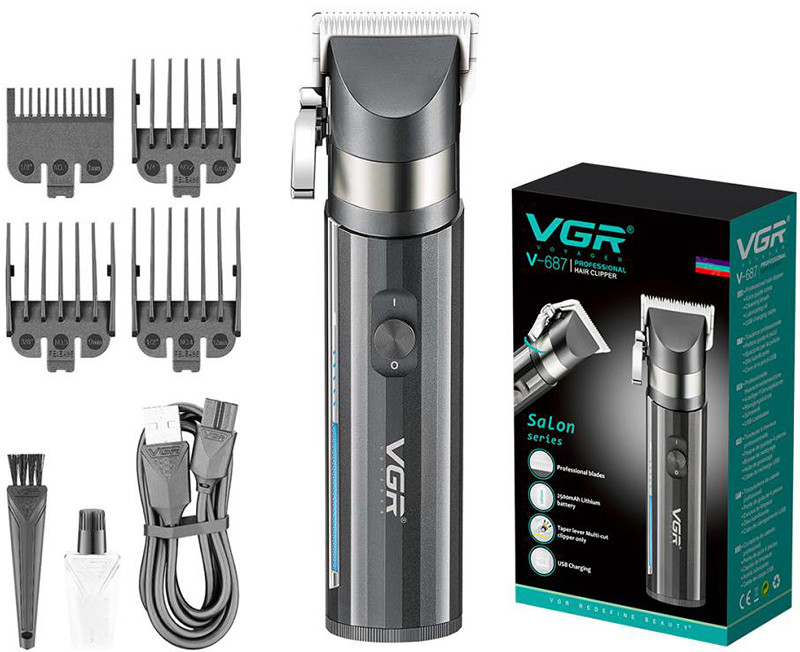 Машинка для стрижки акумуляторна (4 насадки) V-687 VGR на beauty-prof.com Фото 2 Машинка для стрижки акумуляторна (4 насадки) V-687 VGR Фото 2