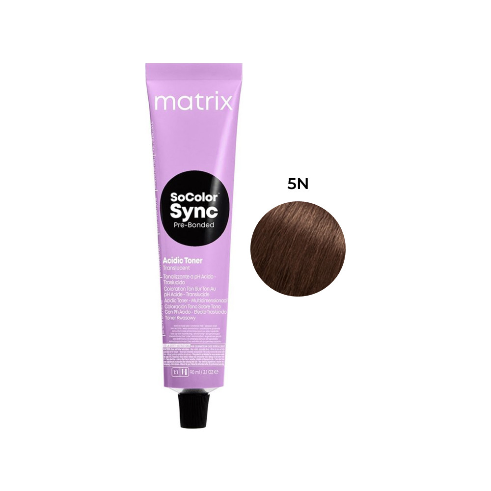 Краска для волос тонер на кислотной основе PRE Bonded Socolor Sync 5N Matrix, 90 мл