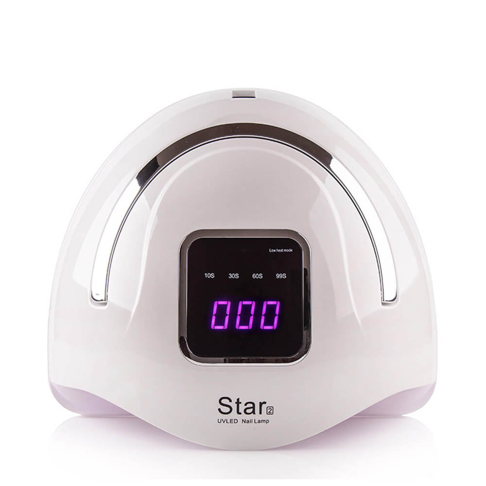 LED / UV Лампа STAR 2 гібридна (з дисплеєм) біло-срібні 72 Вт з ручкою 