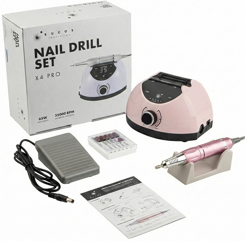 Фрезер для манікюру 65W 35000 об. BUCOS Nail Drill X4 PRO SMOOTH PINK на beauty-prof.com Фото 6 Фрезер для манікюру 65W 35000 об. BUCOS Nail Drill X4 PRO SMOOTH PINK Фото 6