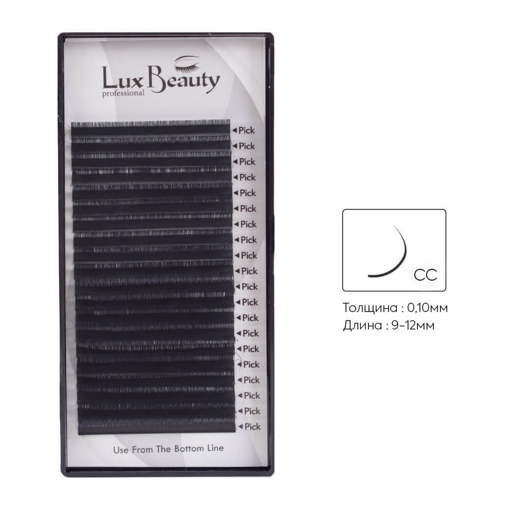 Вії вигин CC-0.10 (20 рядів: 9-12 мм) Lux Beauty