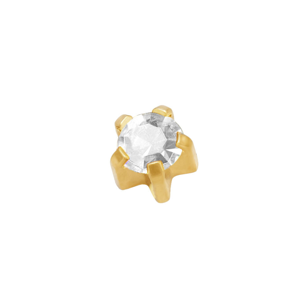 Серьги, большой циркон, органическое золото L 100 Y Studex, 4мм