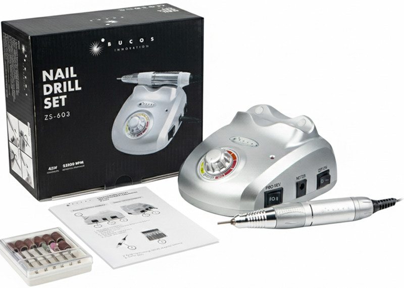 Фрезер для манікюру Bucos ZS-603 Pro Silver Steel (35000/45W)