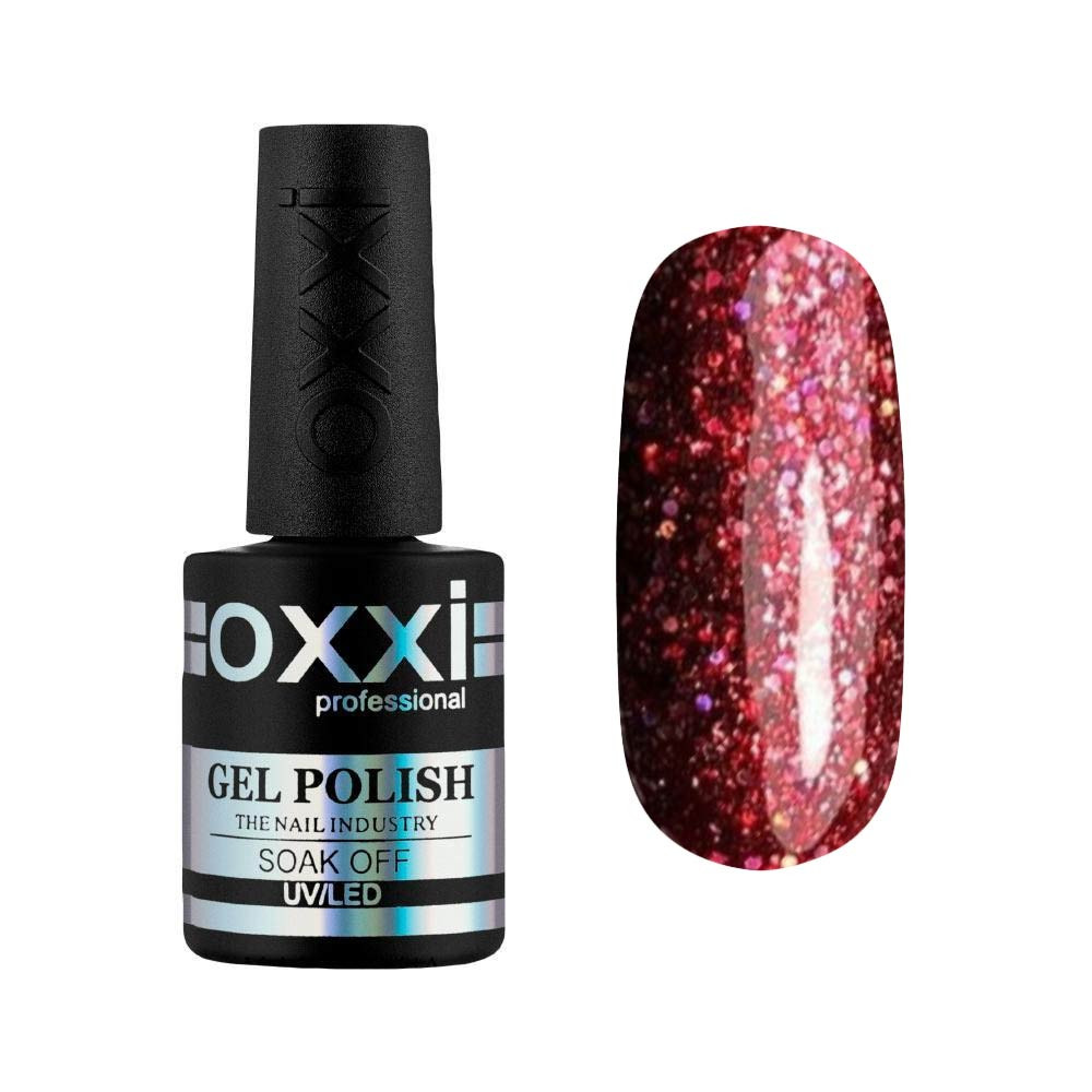 Гель-лак STAR GEL №001(гранатовый красный, с блестками) 10мл Oxxi