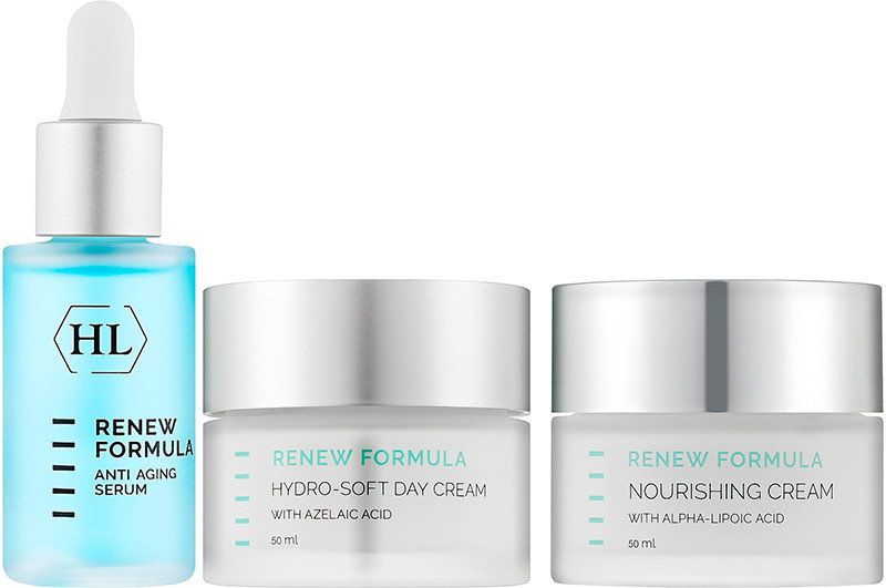 Набір для домашнього догляду за обличчям Renew Formula Kit Holy Land, (сироватка 30 мл/денний крем 50 мл/нічний крем 50 мл) на beauty-prof.com Набір для домашнього догляду за обличчям Renew Formula Kit Holy Land, (сироватка 30 мл/денний крем 50 мл/нічний крем 50 мл)