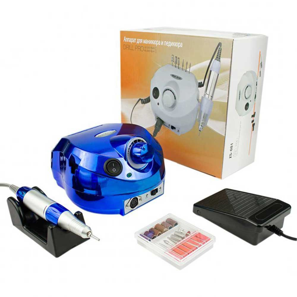 Фрезер для маникюра зеркальный глянец ZS-601 65W 45000 об/мин. Nail Drill, синий  Фото 5 
