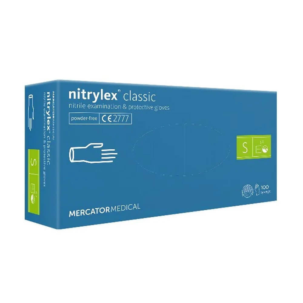 Перчатки нитриловые неопудренные, фиолет S 100 шт/уп, Nitrylex CLASSIC Фото 2
