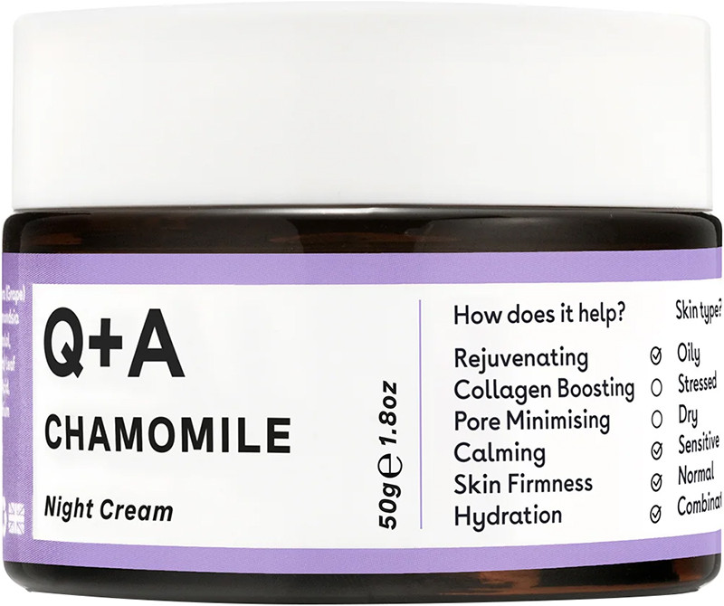 Нічний крем для обличчя Chamomile Calming Night Cream Q+A, 50 гр