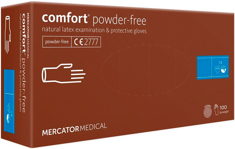 Латексные неприпудренные перчатки размер M 100 шт COMFORT POWDER-FREE Etto