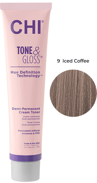 Тонер кремовый безамиачный для волос Iced Coffe Tone&Gloss CHI, 85 г