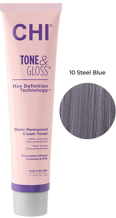 Тонер кремовый безамиачный для волос Steel Blue Tone&Gloss CHI, 85 г